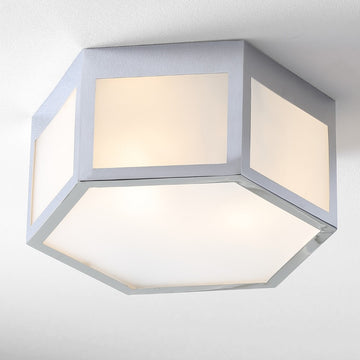 Minimo Hexagon Metal/Frosted Glass LED Flush Mount - JONATHAN Y